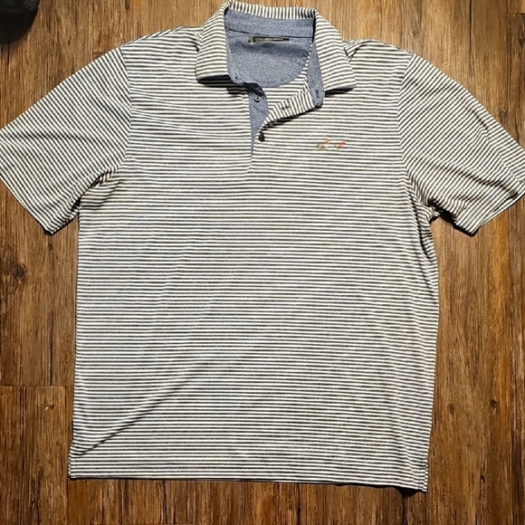 Mens Greg Norman Luxe Striped Polo Shirt - Blue and White XXL - Picture 1 of 7
